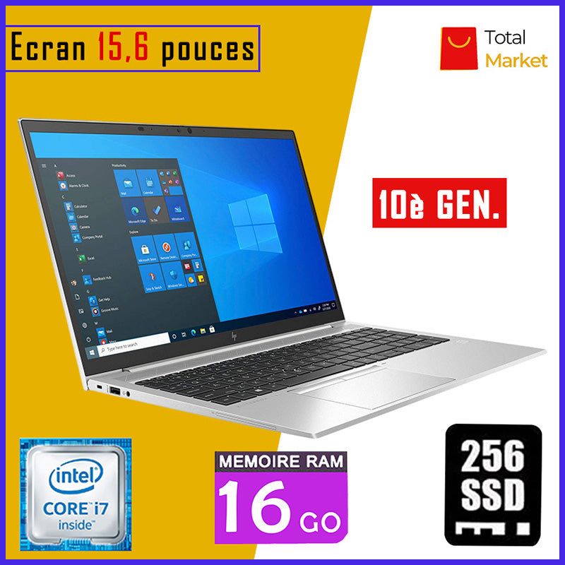 HP Elitebook 850 G7 - Core i7 - RAM 16gb - 256gb SSD / Ecran 15,6 pouces - Pavé Numérique - 10ème Génération (Dans Carton)