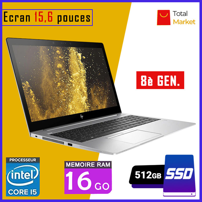 HP Elitebook 850 G5 - Core i5 - RAM 16gb - 512gb SSD / Ecran 15,6 pouces - Pavé Numérique - 8ème Génération (Dans Carton)