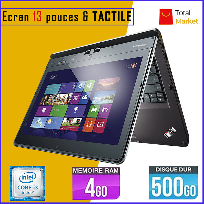 LENOVO TWIST - Ecran TACTILE - Core i3 - RAM 4gb - 500gb HDD / Ecran 13 pouces - PC Rotatif (Dans Carton)