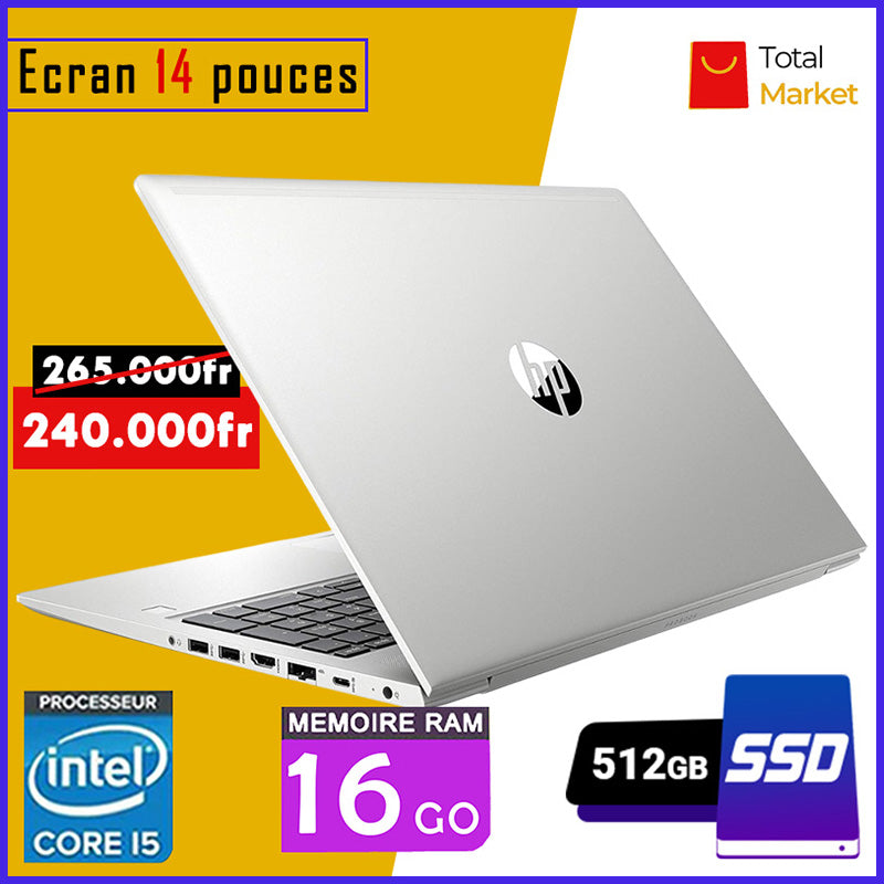 HP Elitebook 430/440 G7 - Core i5 - RAM 16gb - 512gb SSD / Ecran 14 pouces - 10ème Génération - Clavier rétro-éclairé (Dans Carton)