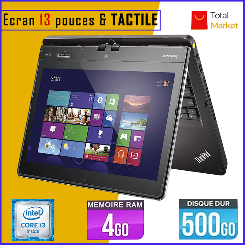 LENOVO TWIST - Ecran TACTILE - Core i3 - RAM 4gb - 500gb HDD / Ecran 13 pouces - PC Rotatif (Dans Carton)