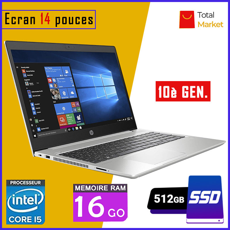HP Elitebook 430/440 G7 - Core i5 - RAM 16gb - 512gb SSD / Ecran 14 pouces - 10ème Génération - Clavier rétro-éclairé (Dans Carton)