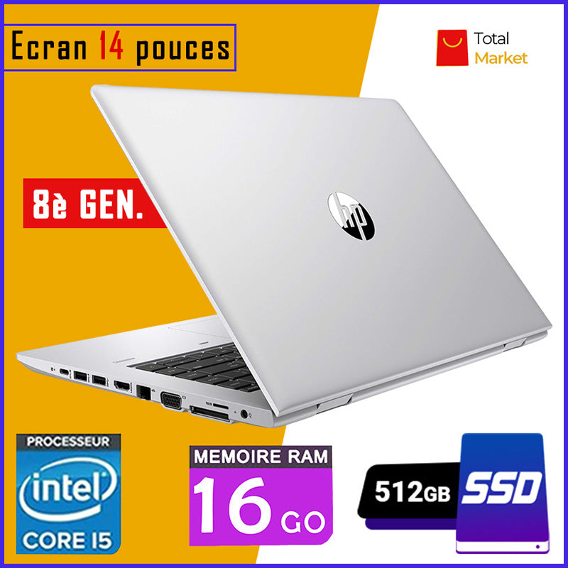 HP Probook 640 G4/G5 - Core i5 - Ram 16gb - 512gb SSD (Capable de prendre deux (02) disques dur) / Ecran 14 pouces - Clavier Retro-Éclairée - 8ème Génération (Dans Carton)