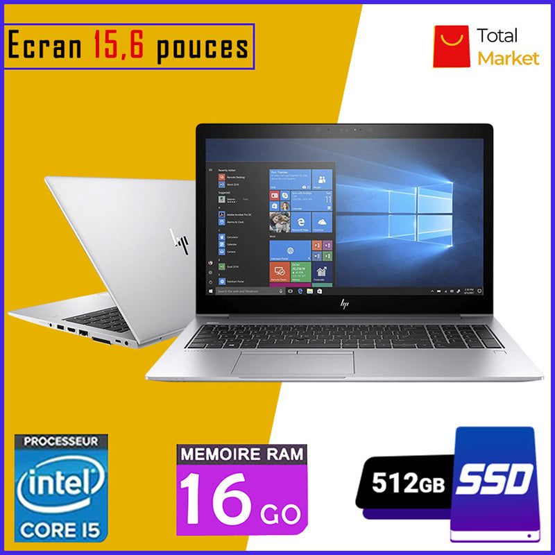 HP Elitebook 850 G5 - Core i5 - RAM 16gb - 512gb SSD / Ecran 15,6 pouces - Pavé Numérique - 8ème Génération (Dans Carton)