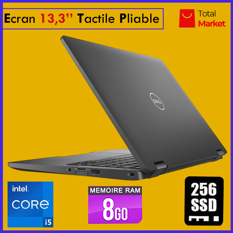 DELL 5300 x360 (2 en 1) TACTILE - Core i5 - RAM 8gb - 256gb SSD - Ecran 13,3 pouces - 8è Génération - PC Pliable 360 Degré (Dans Carton)