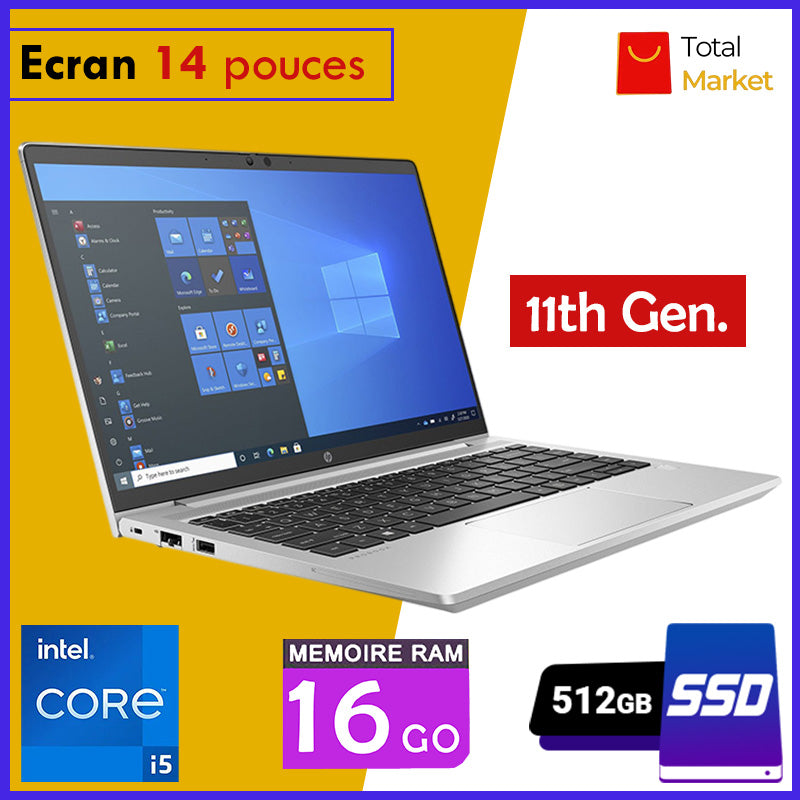 HP Probook 640 G8 - Core i5 - RAM 16gb - 512gb SSD / Ecran 14 pouces - 11ème Génération (Dans Carton)