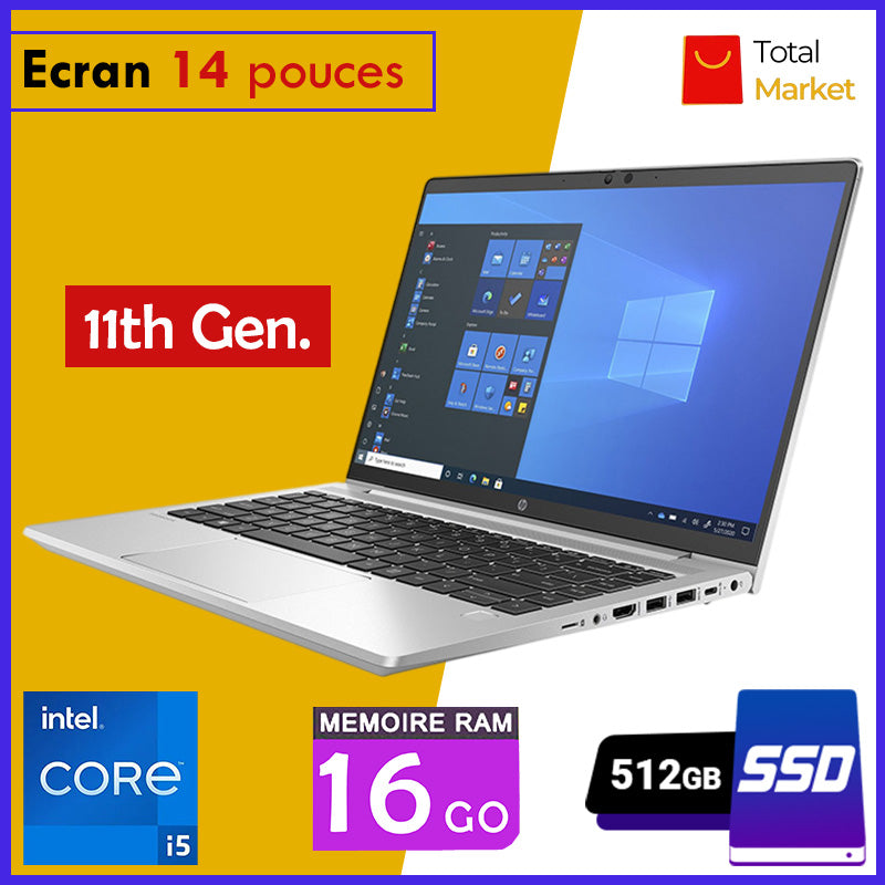 HP Probook 640 G8 - Core i5 - RAM 16gb - 512gb SSD / Ecran 14 pouces - 11ème Génération (Dans Carton)