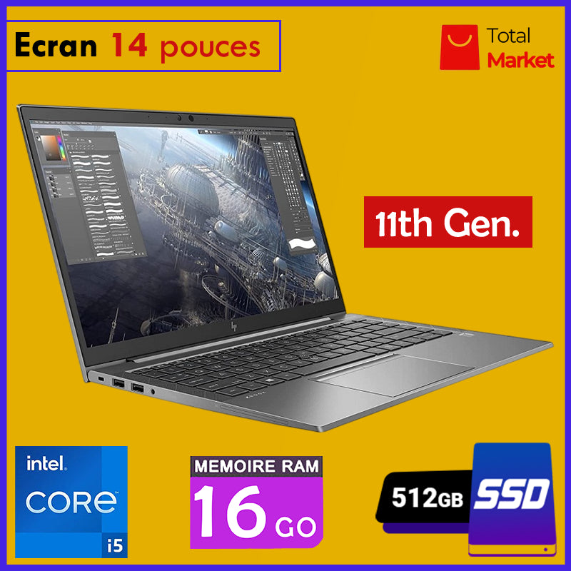 HP ZBook Firefly 14 G8 - Core i5 - 11ᵉ Génération - 16 Go RAM - SSD 512 Go | Écran 14 pouces - Clavier lumineux (Dans carton)
