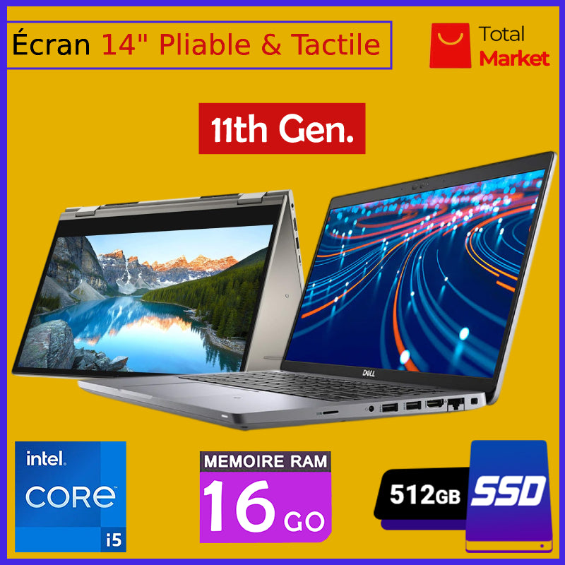 DELL LATITUDE 5420 - Tactile - Core i5 - RAM 16gb - 512gb SSD / Ecran 14 pouces - Pliable 360° - 11è Génération (Dans Carton)
