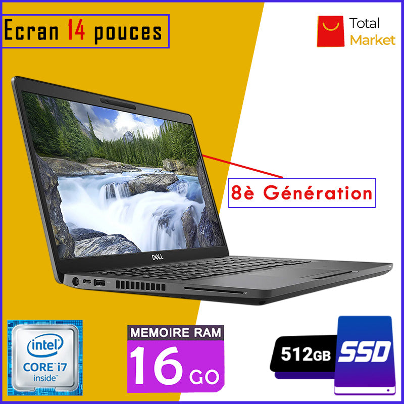DELL 5400 - Core i7 - Ecran Tactile - RAM 16gb - 512gb SSD - Ecran 14 pouces - 8è Génération (Dans Carton)