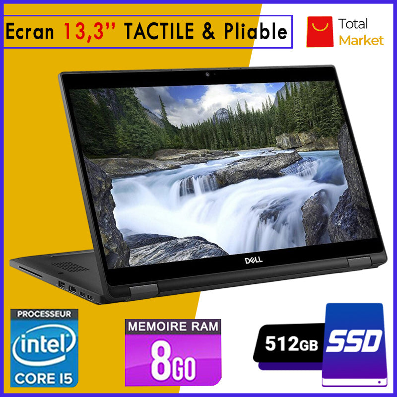 DELL Latitude 7390 - Écran TACTILE / Core i5 - 8GB RAM - 512GB SSD - Écran 13,3 pouces - 8ᵉ Génération - PC Pliable 360° (Dans Carton)