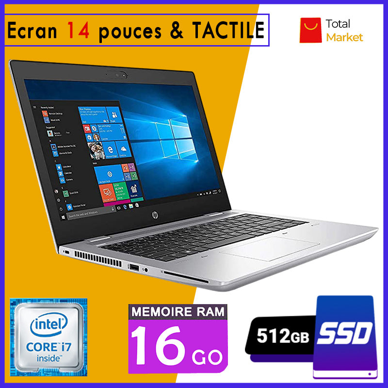 HP Probook 640 G4 - Ecran TACTILE - Core i7 - Ram 16gb - 512gb SSD (Capable de prendre deux (02) disques dur) / Ecran 14 pouces - Processeur 2.7 GHZ - 7ème et 8ème Génération (Dans Carton)