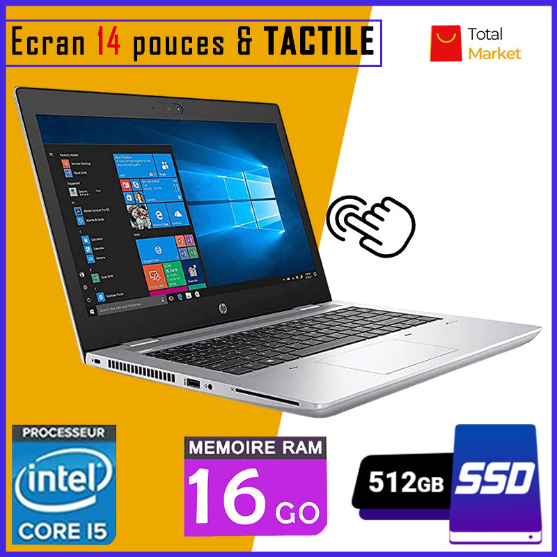 HP Probook 640 G4/G5 -Ecran TACTILE - Core i5 - Ram 16gb - 512gb SSD (Capable de prendre deux (02) disques dur) / Ecran 14 pouces - Clavier Retro-Éclairée - 8ème Génération (Dans Carton)