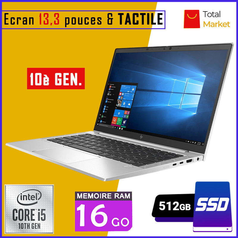 HP EliteBook 830 G7 – Core i5 - 16GB RAM - 512GB SSD / Écran 13,3 pouces & TACTILE - 10ᵉ Génération