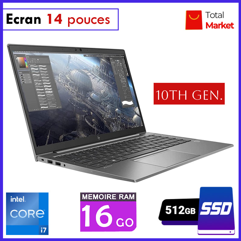 HP ZBook Firefly 14 G7 - Core i7 - 10ᵉ Génération - 16 Go RAM - SSD 512 Go - Écran 14 pouces