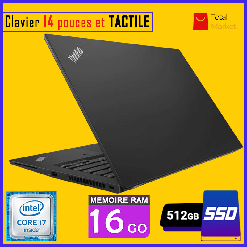 Lenovo ThinkPad T480s - Ecran TACTILE - Core i7 - RAM 16gb - 512gb SSD - Clavier Retro éclairée - Écran 14 pouces - 8ᵉ Génération (Dans Carton)
