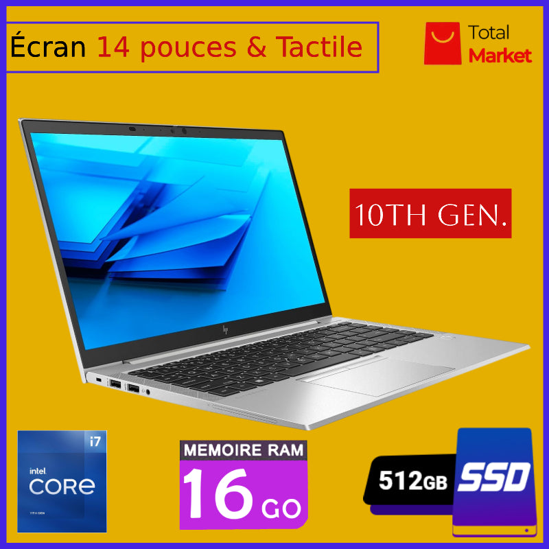 HP Elitebook 840 G7 - Core i7 - Écran Tactile - Ram 16gb - 512gb SSD / Écran 14 pouces - 10è Génération (Dans carton)